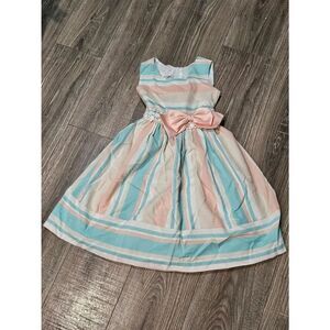 Girls iris & ivy Party Dress Size 7 Striped Dress with Bow